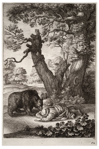 Die Förster und der Bär. Zustand 1 von Wenceslaus Hollar